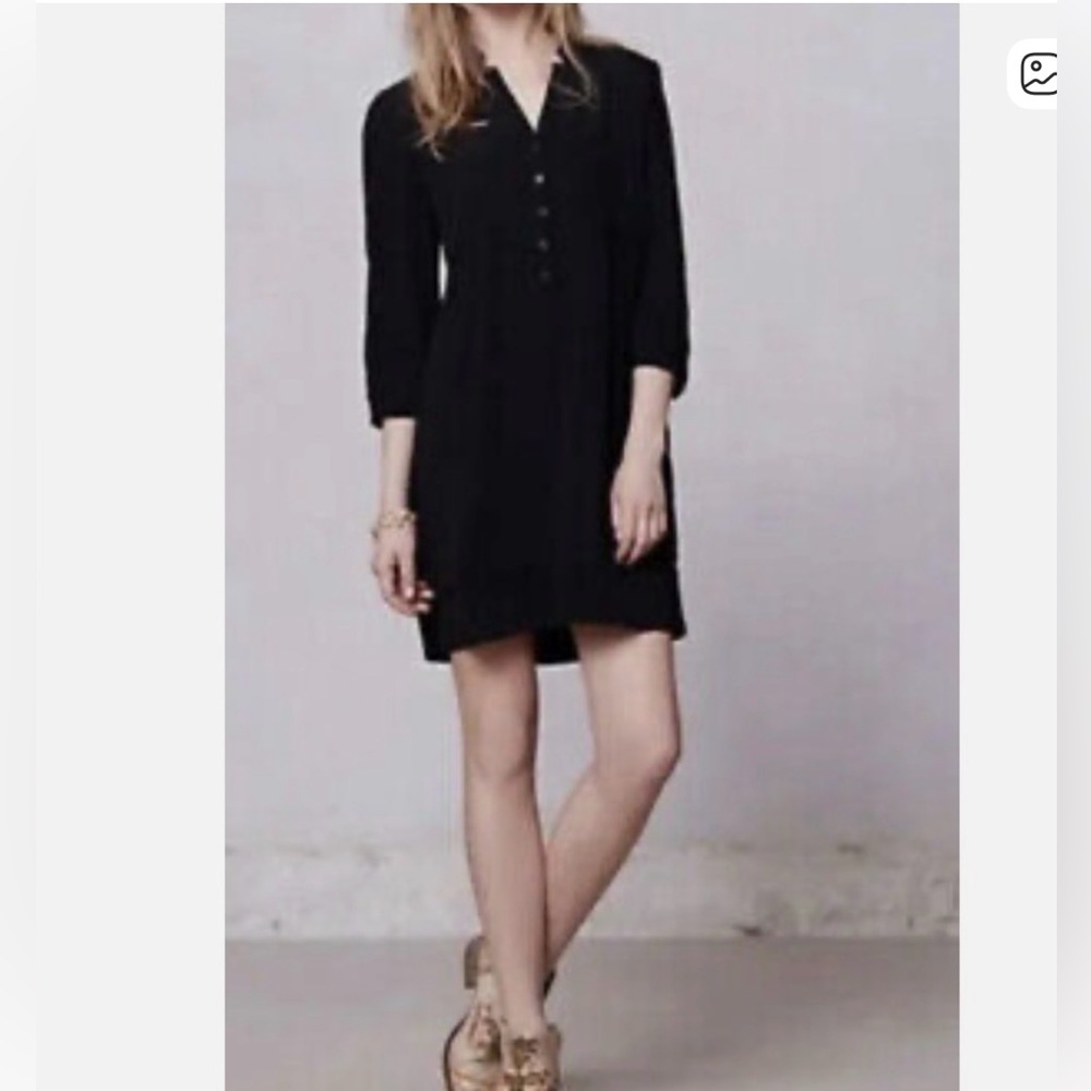 Anthro Maeve Black 3/4 Sleeve Dress, Size 2